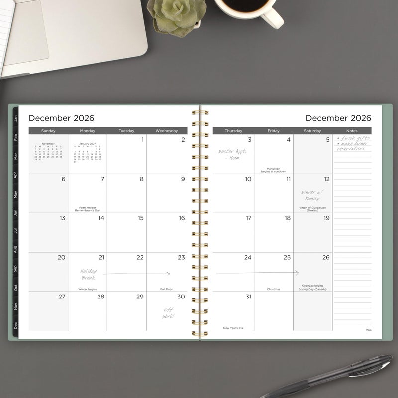 Mead 2026 Planner, Weekly & Monthly, 15-Month, 8-1/2"" x 11"", Large, Basic, Sage Green (CRW6209326) - Image 3